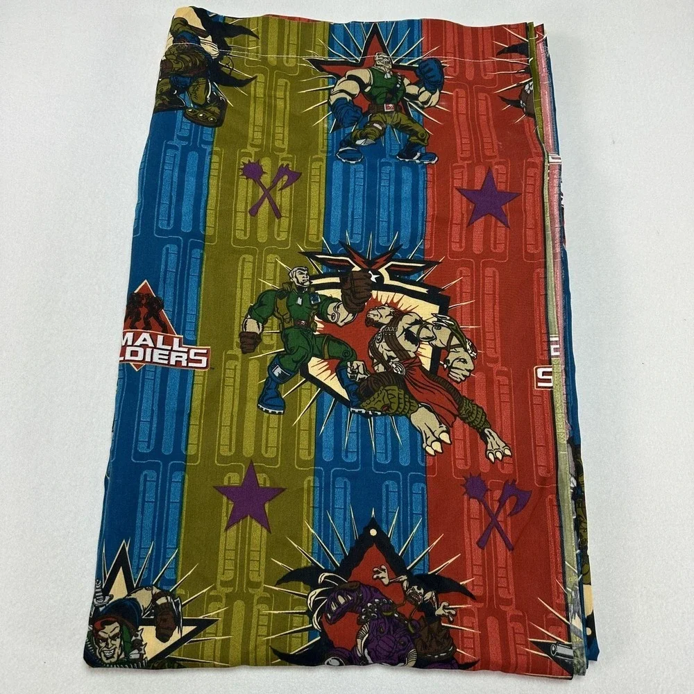 Vintage Small Soldiers Twin Comforter Flat Sheet Set Blue 1998 Kids Bedding